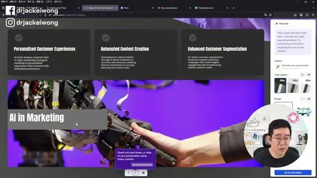 Prezi 生成的简报：转场效果华丽，但内容为英文